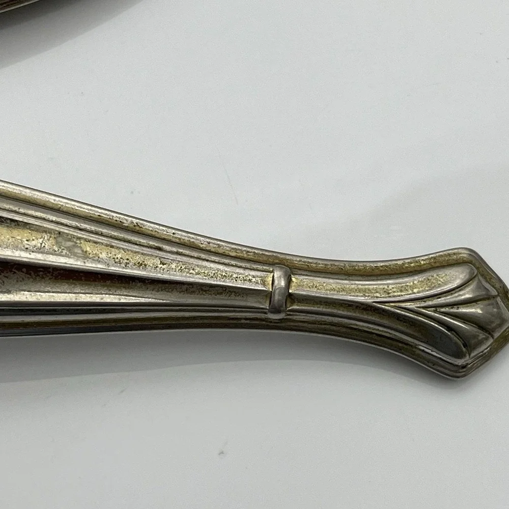 Vintage 60s Gold Tone Ornate Laced Vanity Dresser Hand Mirror Brush Set Made USA